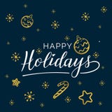 happy holidays Όμορφα ευχετήριων καρτών χρυσά αστέρια λέξης κειμένων καλλιγραφίας μαύρα Συρμένη χέρι τυπωμένη ύλη μπλουζών πρόσκλ ελεύθερη απεικόνιση δικαιώματος happy holidays Όμορφα ευχετήριων καρτών χρυσά αστέρια λέξης κειμένων καλλιγραφίας μαύρα Συρμένη χέρι τυπωμένη ύλη μπλουζών πρόσκλ ελεύθερη απεικόνιση δικαιώματος