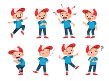 Free Happy Kids Wear Hat Expression Set Stock Images - 158023254