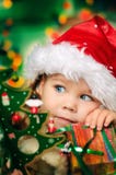 Happy Little Girl In Santa S Hat Has A Christmas Royalty Free Stock Images Happy Little Girl In Santa S Hat Has A Christmas Royalty Free Stock Images
