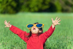 Happy Little Girl Wearing Big Sunglasses Royalty Free Stock Photography
