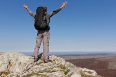 Happy Man On A Mount Top Stock Photography