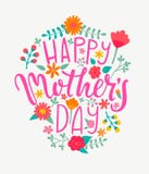Happy Mother`s Day Card, Handdrawn Lettering. Stock Images Happy Mother`s Day Card, Handdrawn Lettering. Stock Images