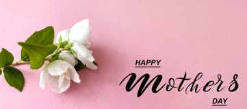 Happy Mother`s Day! Flat Lay, Banner, Congratulations On Mother`s Day Stock Photo