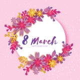 Happy Mother`s Day. Pink Paper flower. 8 March. Circle frame royalty free illustration Happy Mother`s Day. Pink Paper flower. 8 March. Circle frame royalty free illustration