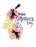 Happy Mothers Day. Holiday greeting card in Scandinavian style. Hand lettering and minimalistic floral decoration stock illustration Happy Mothers Day. Holiday greeting card in Scandinavian style. Hand lettering and minimalistic floral decoration stock illustration
