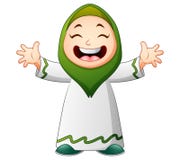 Happy Muslim kid cartoon waving hand isolated on white background vector illustration Happy Muslim kid cartoon waving hand isolated on white background vector illustration