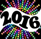Happy new year billboard 2016 with colorful heart shapes. EPS 10 vector design theme for new year welcome party of for invitation vector illustration Happy new year billboard 2016 with colorful heart shapes. EPS 10 vector design theme for new year welcome party of for invitation vector illustration