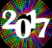 Happy new year billboard 2017 with colorful rainbow circle shapes. EPS 10 vector design template for new year welcome party. Greeting vector illustration Happy new year billboard 2017 with colorful rainbow circle shapes. EPS 10 vector design template for new year welcome party. Greeting vector illustration
