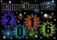 Happy new year 2016 billboard with stars and firework royalty free illustration Happy new year 2016 billboard with stars and firework royalty free illustration