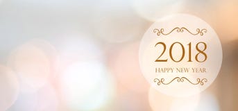 Happy New Year 2018 on blur abstract bokeh background with copy