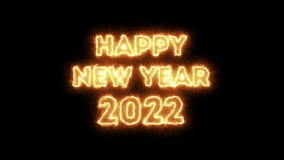 Happy New Year 2022 Burning in Fire Flames With Motion Animation. yellow Fire and Orange Flame Animated Text and Number Burn Fire