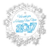 Happy New Year 2017 card with abstract snowflakes. On white background - vector illustration vector illustration Happy New Year 2017 card with abstract snowflakes. On white background - vector illustration vector illustration