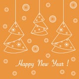 Happy New Year 2019 card. Christmas tree origami. Vector illustration of Christmas tree origami folded and hanging on the ropes. Design element for postcard royalty free illustration Happy New Year 2019 card. Christmas tree origami. Vector illustration of Christmas tree origami folded and hanging on the ropes. Design element for postcard royalty free illustration