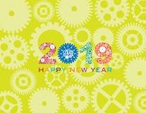 2019 Happy New Year Clock Gear Color vector Illustration. Happy New Year 2019 with Mechanical Gears and Clock Pattern Green Background vector Illustration stock illustration 2019 Happy New Year Clock Gear Color vector Illustration. Happy New Year 2019 with Mechanical Gears and Clock Pattern Green Background vector Illustration stock illustration