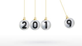 2019 Happy new year with color Christmas balls or abstract balls or bubbles.3d sign copy space. Festive poster or banner design. royalty free illustration 2019 Happy new year with color Christmas balls or abstract balls or bubbles.3d sign copy space. Festive poster or banner design. royalty free illustration