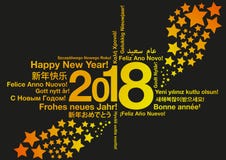 Happy New Year in different languages with stars. Greeting card concept vector illustration Happy New Year in different languages with stars. Greeting card concept vector illustration