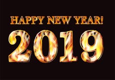 Happy New 2019 Year flame invitation banner. Vector illustration vector illustration Happy New 2019 Year flame invitation banner. Vector illustration vector illustration