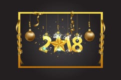 Happy New year 2018 greeting card background with gold star. vector illustration Happy New year 2018 greeting card background with gold star. vector illustration