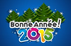 Happy New Year 2015. Greeting Card With Christmas Trees And Snowflakes illustration stock illustration Happy New Year 2015. Greeting Card With Christmas Trees And Snowflakes illustration stock illustration