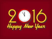 2016 Happy New Year greeting card with clock. Vector Illustration royalty free illustration 2016 Happy New Year greeting card with clock. Vector Illustration royalty free illustration