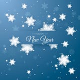 Happy New Year greeting postcard. Paper Snowflakes pattern background. Origami snowfall. Vector illustration isolated on blue royalty free illustration Happy New Year greeting postcard. Paper Snowflakes pattern background. Origami snowfall. Vector illustration isolated on blue royalty free illustration