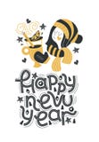 Happy new year. Hand drawn lettering quote. Vector illustration. royalty free illustration Happy new year. Hand drawn lettering quote. Vector illustration. royalty free illustration