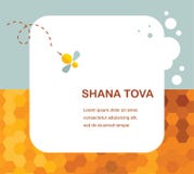 Happy New Year (Hebrew) Rosh Hashana greeting card with leaking honey. stock illustration Happy New Year (Hebrew) Rosh Hashana greeting card with leaking honey. stock illustration