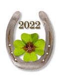 Happy new year 2022 with horseshoe