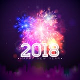 2018 Happy New Year Illustration with Firework and White Number on Shiny Blue Background. Vector Holiday Design for. Premium Greeting Card, Party Invitation or vector illustration 2018 Happy New Year Illustration with Firework and White Number on Shiny Blue Background. Vector Holiday Design for. Premium Greeting Card, Party Invitation or vector illustration