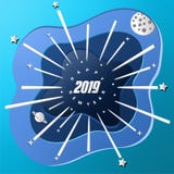 Happy new year 2019 illustration with blue background. Happy new year 2019 illustration with galaxy and blue background vector illustration Happy new year 2019 illustration with blue background. Happy new year 2019 illustration with galaxy and blue background vector illustration