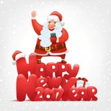Happy new year invitation card Santa claus with smartphone. Vector illustration vector illustration Happy new year invitation card Santa claus with smartphone. Vector illustration vector illustration