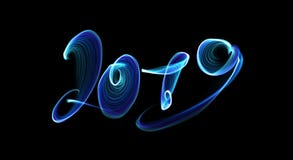 Happy new year 2019 isolated numbers lettering written with fire flame or smoke on black background. royalty free illustration Happy new year 2019 isolated numbers lettering written with fire flame or smoke on black background. royalty free illustration