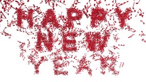 Happy new year made from musical notes