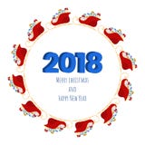 2018 Happy new year numbers design with santa sleigh and presents. Festive premium design template for holiday greeting card. Vector Illustration royalty free illustration 2018 Happy new year numbers design with santa sleigh and presents. Festive premium design template for holiday greeting card. Vector Illustration royalty free illustration