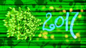 Happy new year 2017 numbers written with light on black tech geometric 3d rendering background. stock illustration Happy new year 2017 numbers written with light on black tech geometric 3d rendering background. stock illustration