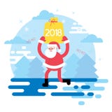 Happy New Year 2018 year with ribbon and santa holiday background. Christmas decoration element. Vector illustration in. Happy New Year 2018 year with ribbon and vector illustration Happy New Year 2018 year with ribbon and santa holiday background. Christmas decoration element. Vector illustration in. Happy New Year 2018 year with ribbon and vector illustration