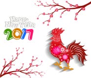 Happy new year 2017 with the rooster design for lunar new year. 2017 Happy New Year greeting card. Celebration Chinese New Year of the Rooster. lunar new year royalty free illustration Happy new year 2017 with the rooster design for lunar new year. 2017 Happy New Year greeting card. Celebration Chinese New Year of the Rooster. lunar new year royalty free illustration