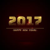 Happy New Year 2017 Shiny Greeting Card Made of Glitter Particles. Party poster, banner or invitation. Number formed by sparks. Vector illustration stock illustration Happy New Year 2017 Shiny Greeting Card Made of Glitter Particles. Party poster, banner or invitation. Number formed by sparks. Vector illustration stock illustration