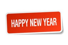 Happy new year sticker. Happy new year square sticker isolated on white background. happy new year royalty free illustration Happy new year sticker. Happy new year square sticker isolated on white background. happy new year royalty free illustration