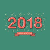Happy new year 2018 text design. Line flat design. Retro color. stock illustration Happy new year 2018 text design. Line flat design. Retro color. stock illustration