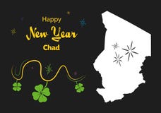 Happy New Year theme with map of Chad. Happy New Year illustration theme with map of Chad stock illustration Happy New Year theme with map of Chad. Happy New Year illustration theme with map of Chad stock illustration