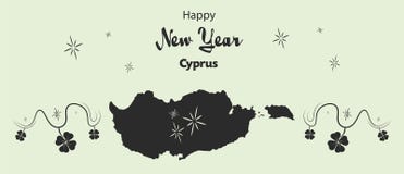Happy New Year theme with map of Cyprus. Happy New Year illustration theme with map of Cyprus royalty free illustration Happy New Year theme with map of Cyprus. Happy New Year illustration theme with map of Cyprus royalty free illustration