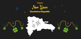 Happy New Year theme with map of Dominican Republic. Happy New Year illustration theme with map of Dominican Republic royalty free illustration Happy New Year theme with map of Dominican Republic. Happy New Year illustration theme with map of Dominican Republic royalty free illustration