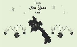 Happy New Year theme with map of Laos. Happy New Year illustration theme with map of Laos stock illustration Happy New Year theme with map of Laos. Happy New Year illustration theme with map of Laos stock illustration