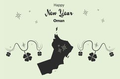 Happy New Year theme with map of Oman. Happy New Year illustration theme with map of Oman vector illustration Happy New Year theme with map of Oman. Happy New Year illustration theme with map of Oman vector illustration