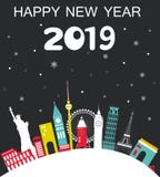 Happy New Year 2019 Travel Background stock illustration Happy New Year 2019 Travel Background stock illustration