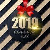 Happy New Year 2019 banner with golden stripes. Happy New Year 2019 vector banner with shine lights and golden stripes royalty free illustration Happy New Year 2019 banner with golden stripes. Happy New Year 2019 vector banner with shine lights and golden stripes royalty free illustration