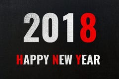 2018 Happy New Year, white and red colored chalk text on black. Board stock illustration 2018 Happy New Year, white and red colored chalk text on black. Board stock illustration