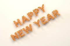 Happy New Year words from orange balls on white background. New Year sign. 3D rendering illustration vector illustration Happy New Year words from orange balls on white background. New Year sign. 3D rendering illustration vector illustration