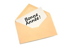 Happy new year written in French on a card in an envelope royalty free illustration Happy new year written in French on a card in an envelope royalty free illustration